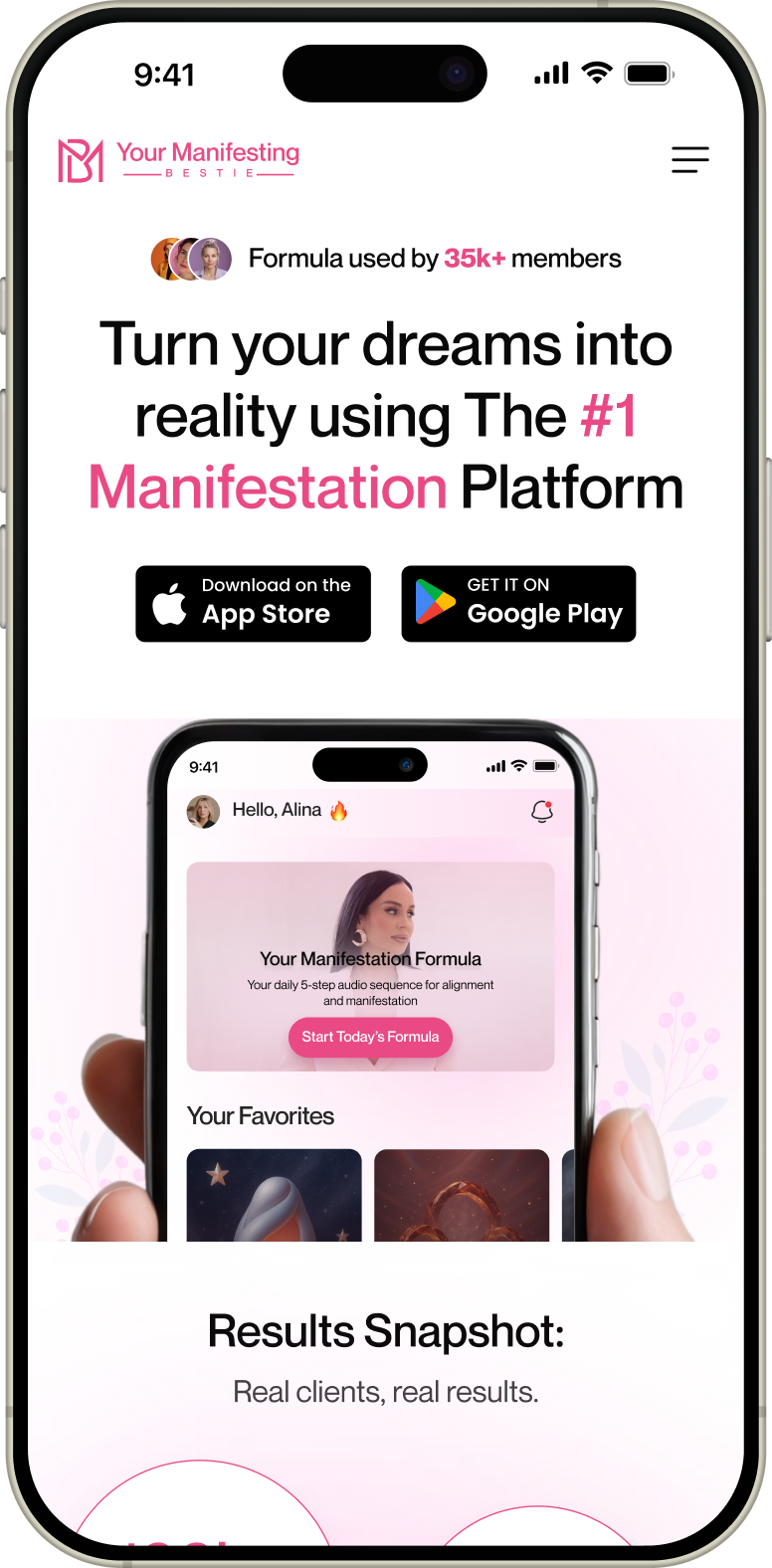 Manifestation platform mobile interface