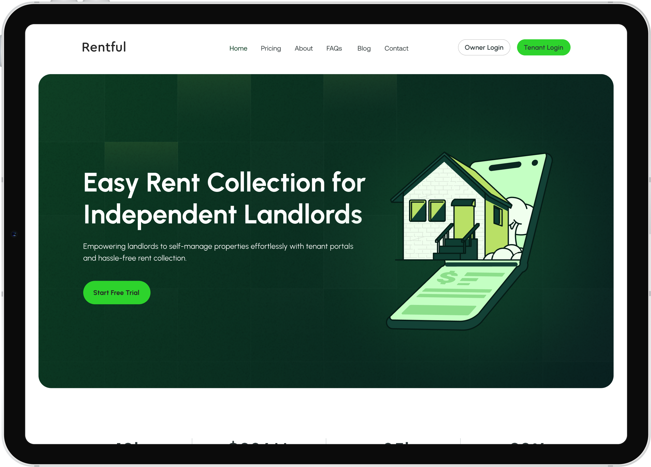 Rent collection tablet interface
