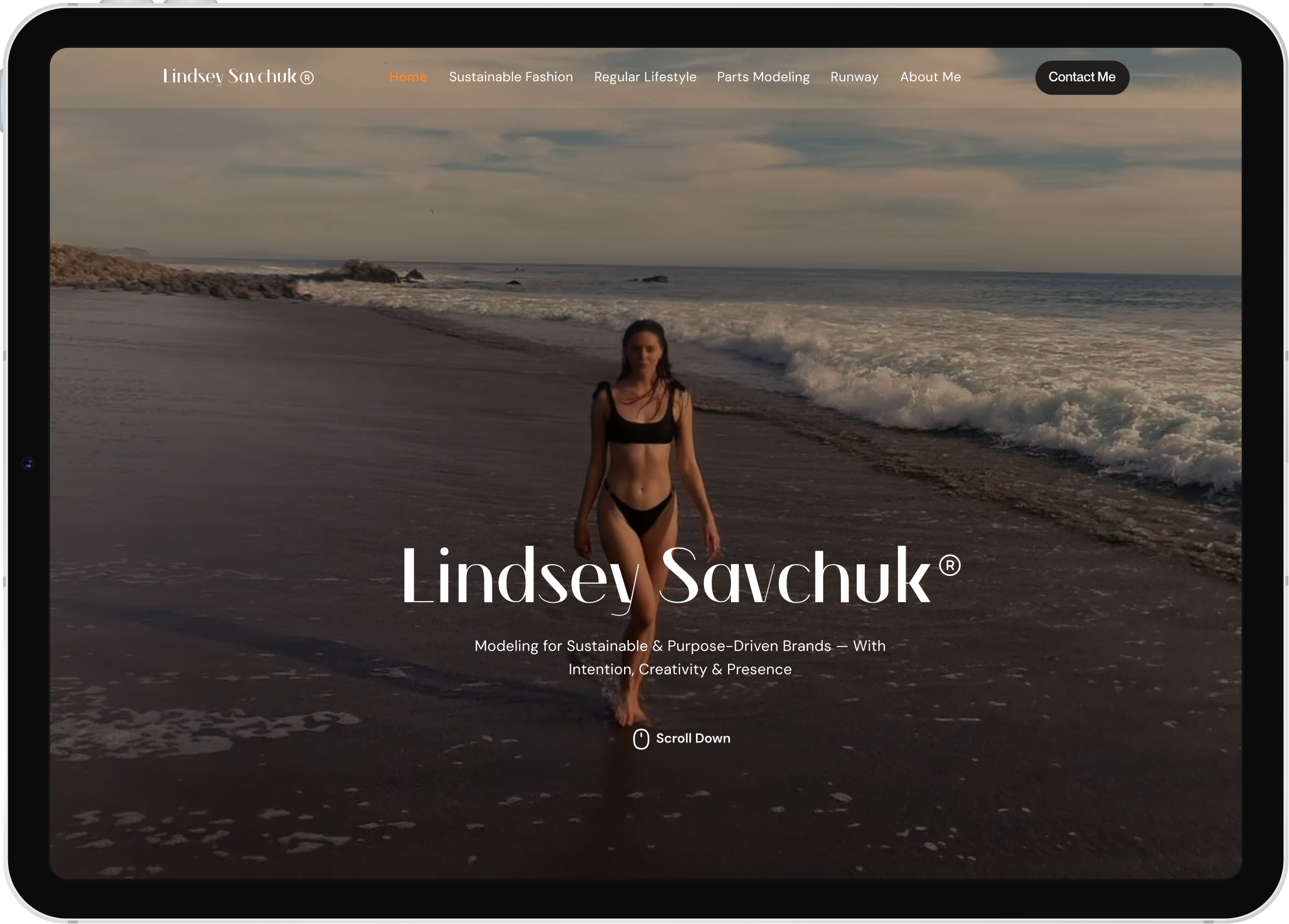 Portfolio website tablet interface