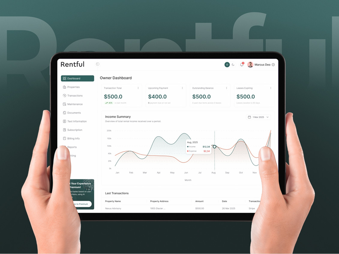 Rentful Modern Real Estate SaaS Dashboard interface design